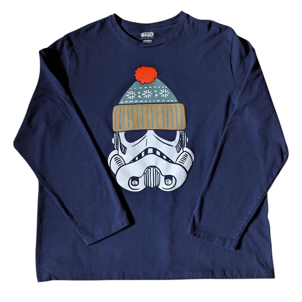 Star Wars Essentials Mens Pajama Sleep Shirt Long Sleeve XL Blue